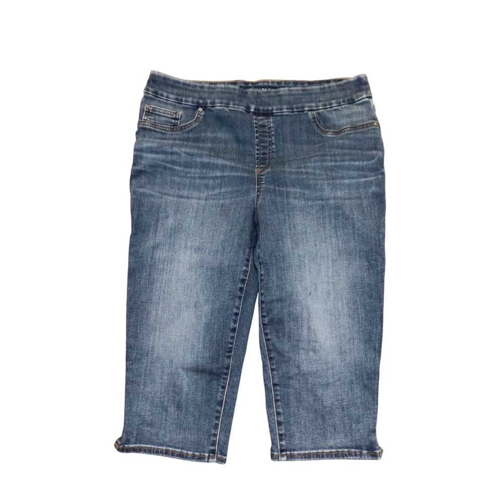 Chico's Pull On Capri Jeans Size 10 Blue Denim Stretch Cropped Pants